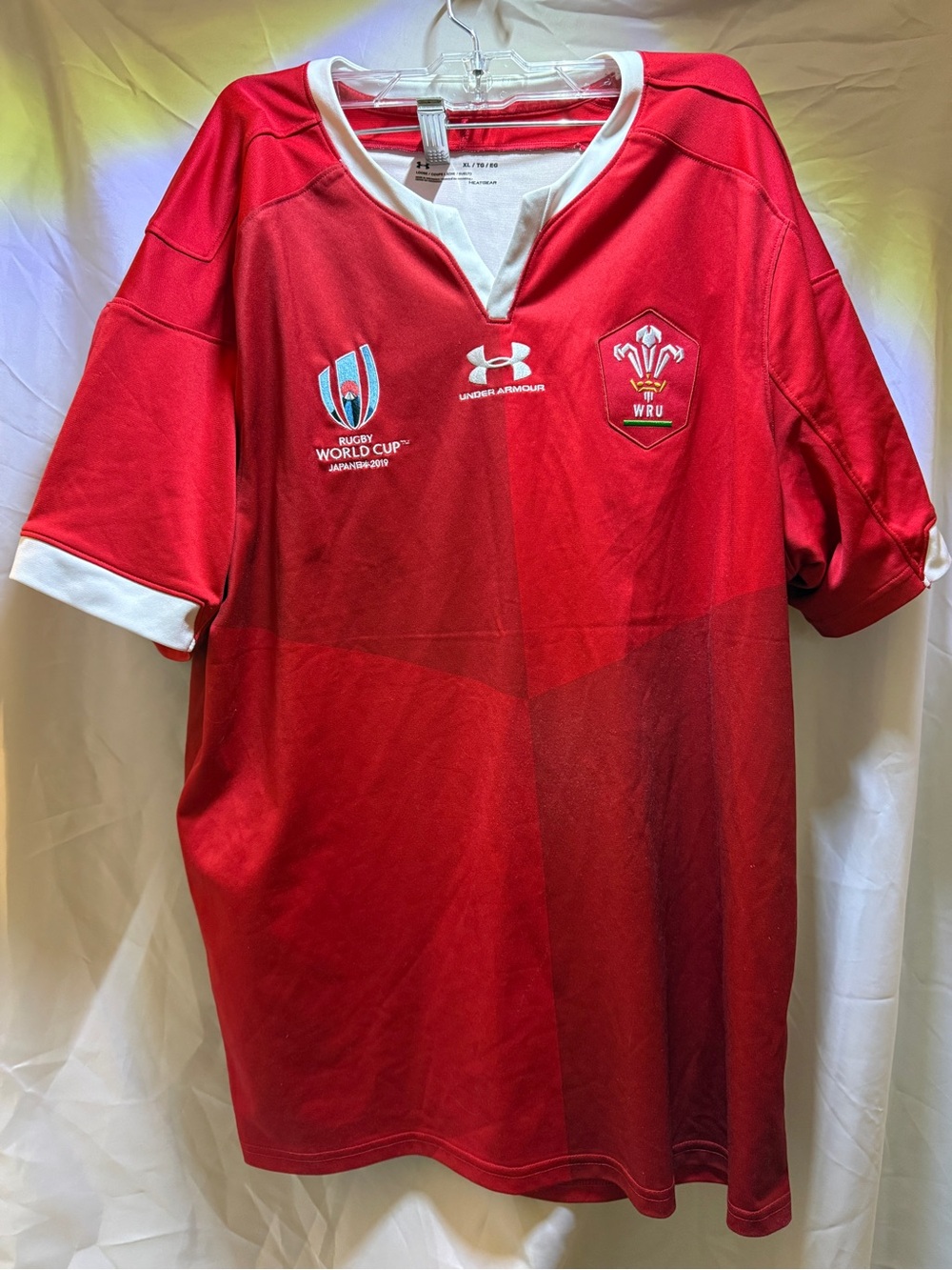 Under Armour Red Wales Rugby Jersey with WRU & World Cup Logos